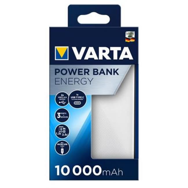 Varta Energy 10000 Lithium polymer (LiPo) 10000 mAh Sort, Hvid