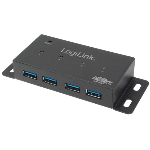 LOGILINK HUB 4xUSB3.0 Aktivní kovové pouzdro