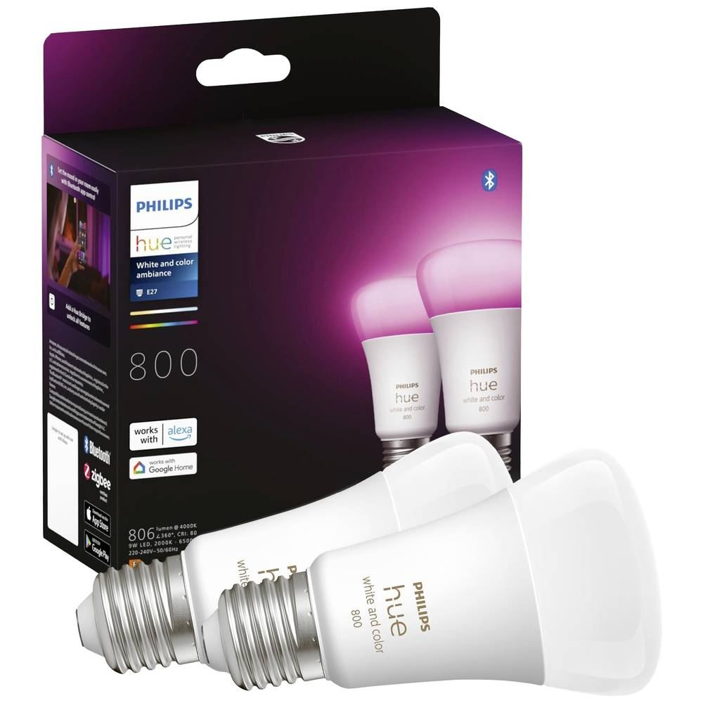 Philips Lighting Hue LED fényforrás White & Color Ambiance E27 60 W Fehér és színes 2db (871951432836500) (871951432836500)