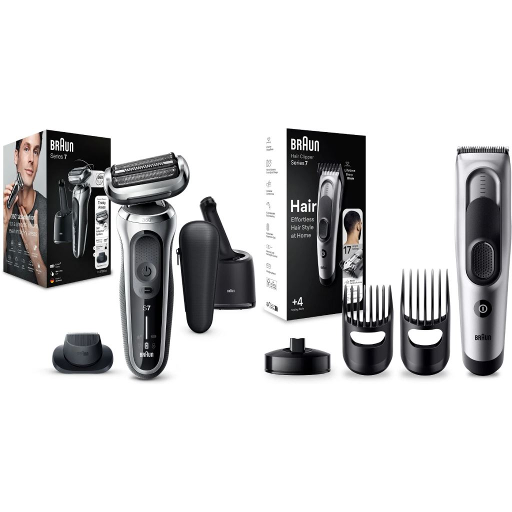 Braun Series 7 71-S7200cc ezüst borotva + Braun Series 7 HC7390 trimmer (BRAHS682sr) (BRAHS682sr)