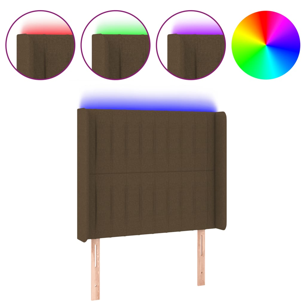 sötétbarna szövet LED-es fejtámla 83x16x118/128 cm (3124263)