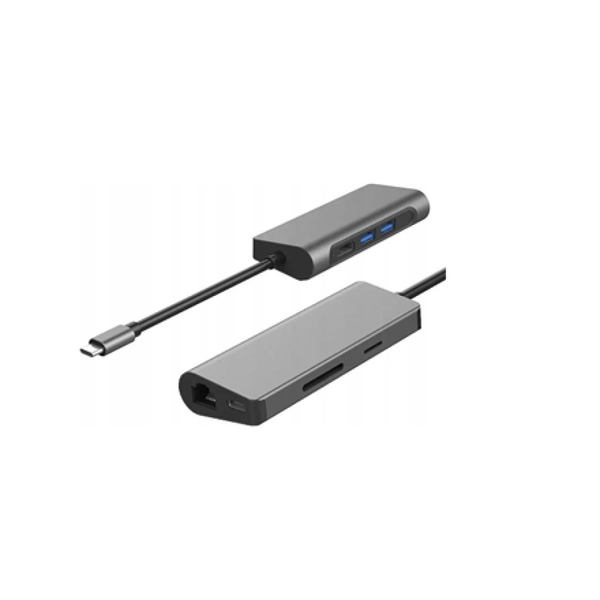 HUB USB Gigabyte Gigabyte USB-C 7in1 Docking Station Grey (1 x USB-C Power Delivery, 2 x USB 3.2, 1 x HDMI v1.4, 1 x GBe LAN, SD & microSD Card Reader) | Gigabyte USB-C 7-in-1 Hub | microSD, RJ-45 (Ethernet), USB 3.0 A, USB-C, SD, HDMI, 3,5 mm | Ethernet