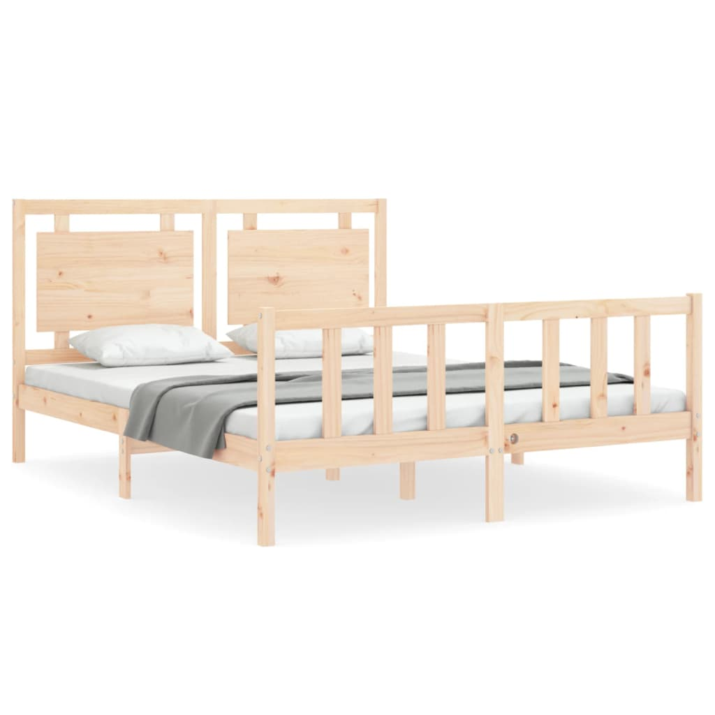 tömör fa ágykeret fejtámlával King Size (3192171)