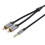 Кабел Vention BCNBJ, 2x RCA (Cinch) към 3.5mm жак, 5m, сив