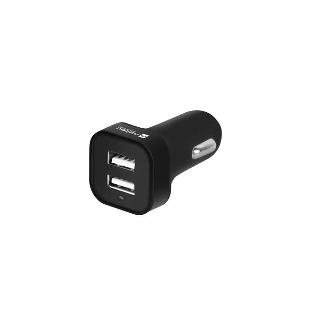 Natec EM Autós 2xUSB töltő (5V / 2.1A) Fekete (NUC-1334)