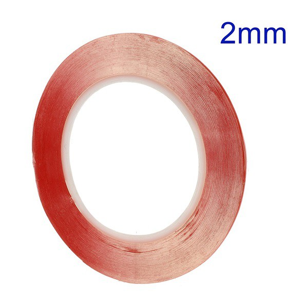 Ragasztó szalag, kétoldalas, plexi ablakhoz / érintőpanelhez (260°C hőálló, 2 mm széles, 33 m) (5996457478675)