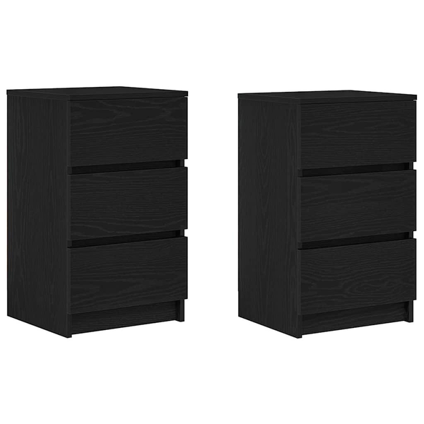 Noptiere cu 3 sertare 2 buc Negru 39x35x65 cm