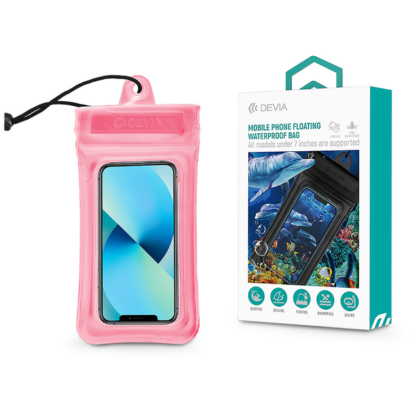 Devia универсален водоустойчив защитен калъф макс. За 7" устройства - Devia Mobile Phone Floating Waterproof Bag - pink (ST364396)