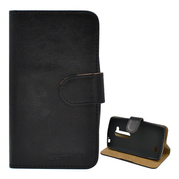 Tok álló, bőr hatású (FLIP, oldalra nyíló, asztali tartó funkció, prémium) FEKETE [LG L70+ L Fino Dual (D295)] (5996457509041)