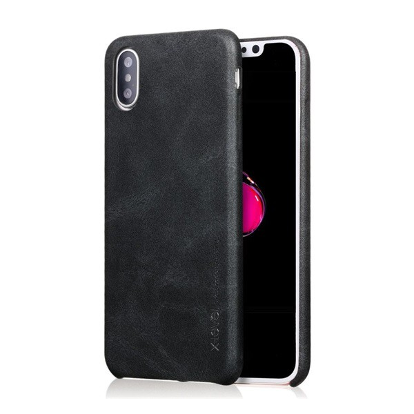 X-LEVEL műanyag telefonvédő (bőr hatású hátlap) FEKETE [Apple iPhone XS Max 6.5]