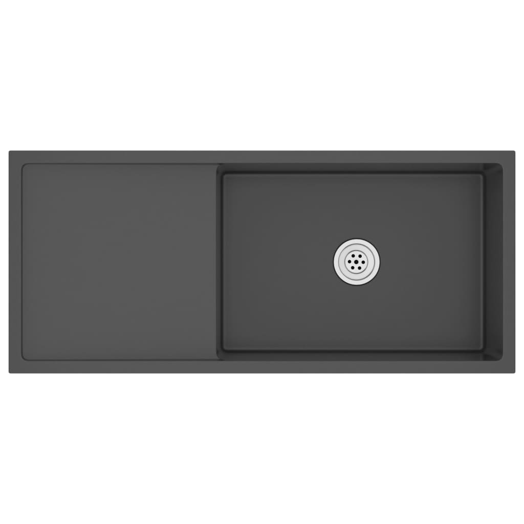 fekete kézzel készült rozsdamentes acél mosogató (51527)