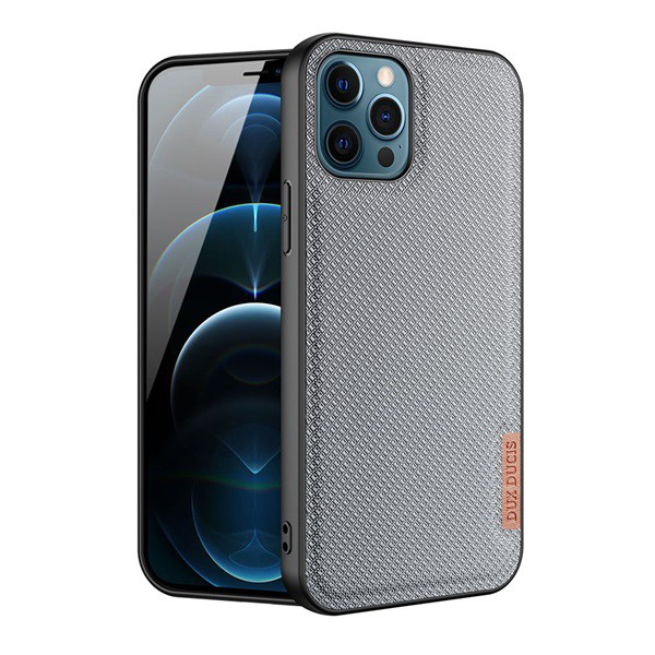 DUX DUCIS FINO szilikon telefonvédő (műanyag belső, közepesen ütésálló, rács minta) SZÜRKE [Apple iPhone 12 Pro] (5996591042473)