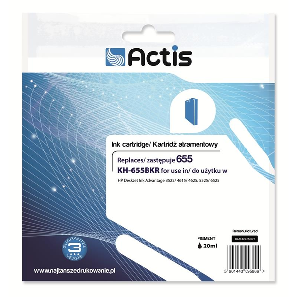 Atrament Actis KH-655BKR pre HP čierny (black) HP 655 CZ109AE 20 ml