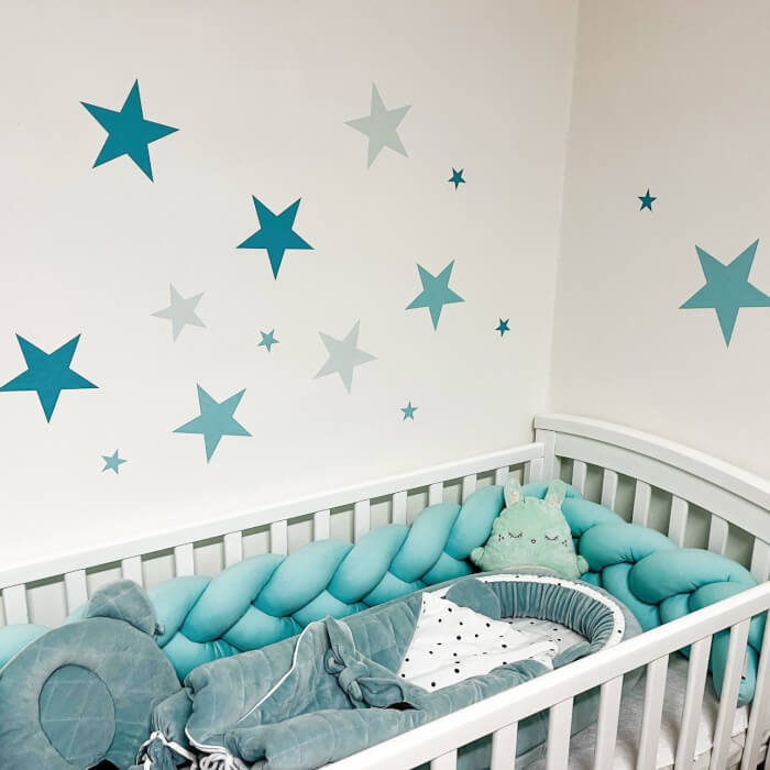 Gyerekszoba falmatrica - Türkiz csillagok (3631f)