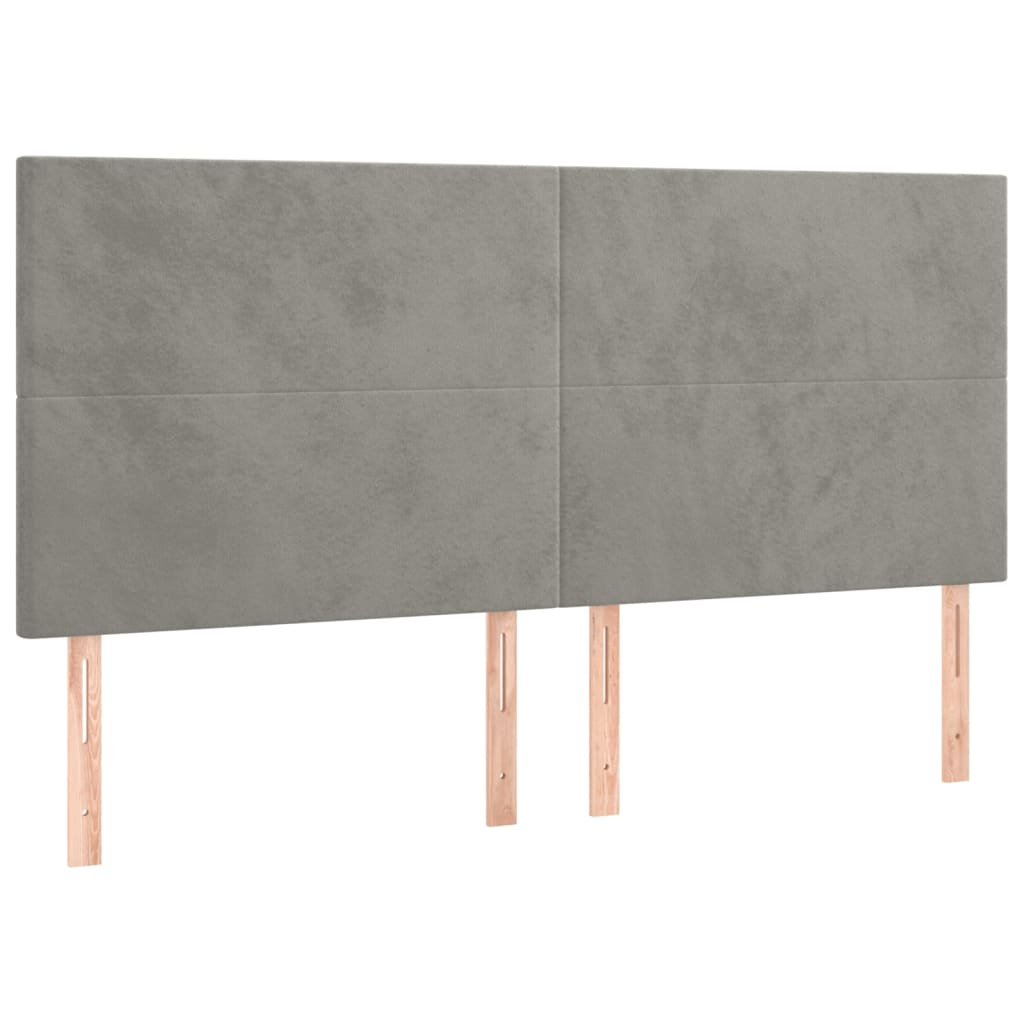 4 db világosszürke bársony fejtámla 80 x 5 x 78/88 cm (3116106)