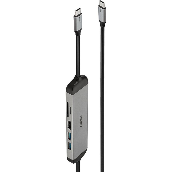 Lindy 43326 dokkoló állomás és port replikátor Vezetékes USB 3.2 Gen 1 (3.1 Gen 1) Type-C Fekete, Szürke