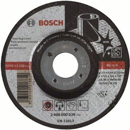 Bosch PRO hajlított csiszolótárcsa, nagyolótárcsa 115x6x22,23 mm, inoxhoz