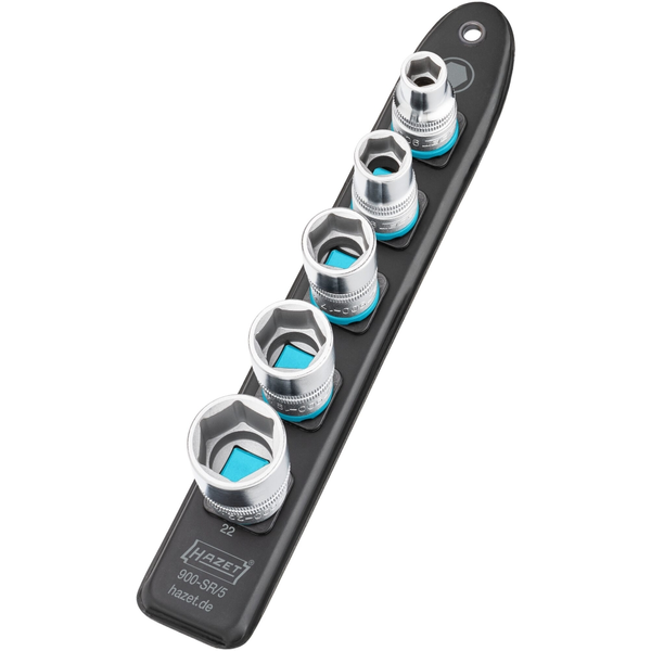 Hazet 900-sr/5 Smartrail ∙ Conector De Cable De Plástico Flexible ∙ Cuadrado Hueco 1/2 Pulgadas (12,5 Mm) ∙ 10 ∙ 13 ∙ 17 ∙ 19 ∙ 22 ∙ Número De Herramientas: 5