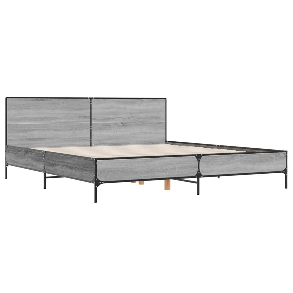 szürke sonoma szerelt fa és fém ágykeret 200 x 200 cm (3280020)