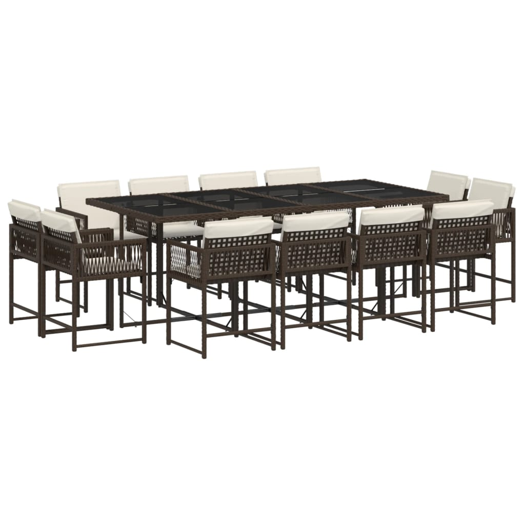 13 részes barna polyrattan kerti ülőgarnitúra párnákkal (3211581)