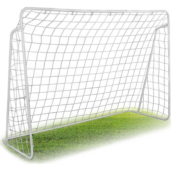 Futballkapu, Neo-Sport NS-457, 215 x 153 x 76 cm, fehér keret, fehér PE háló, fém váz, időjárásálló, 4 db rögzítő, könnyű kivitel, szerszám nélkül összeszerelhető