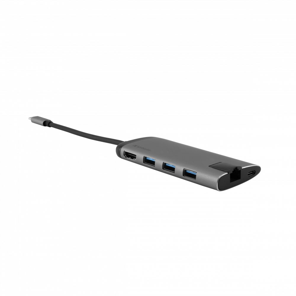 Verbatim 4 portos USB Hub + HDMI, Ethernet és SD slot szürke (49142) (Verbatim 49142)