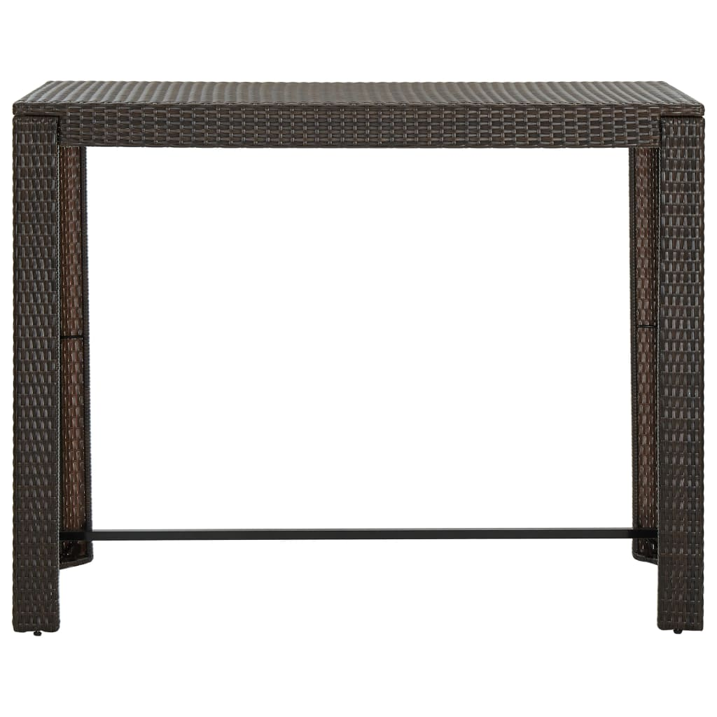 barna polyrattan kerti bárasztal 140,5 x 60,5 x 110,5 cm (45876)