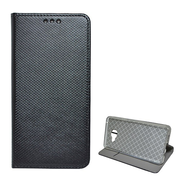Tok álló, bőr hatású (FLIP, oldalra nyíló, asztali tartó funkció, rombusz minta) FEKETE [Samsung Galaxy A5 (2016) SM-A510F] (5996457745838)