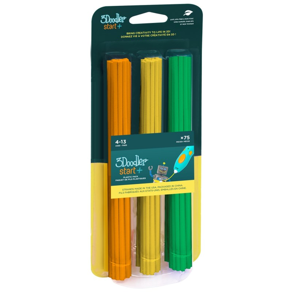 3Doodler Start 3DS-ECO-MIX2-75 material de impresión 3d Plástico compostable Verde, Naranja, Amarillo 1 g