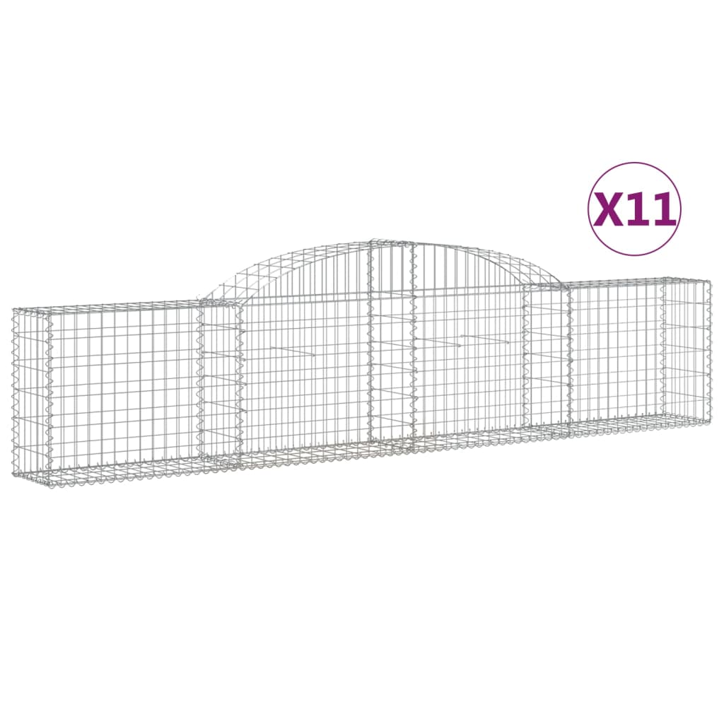 11 db íves horganyzott vas gabion kosár 300x30x60/80 cm (3146494)
