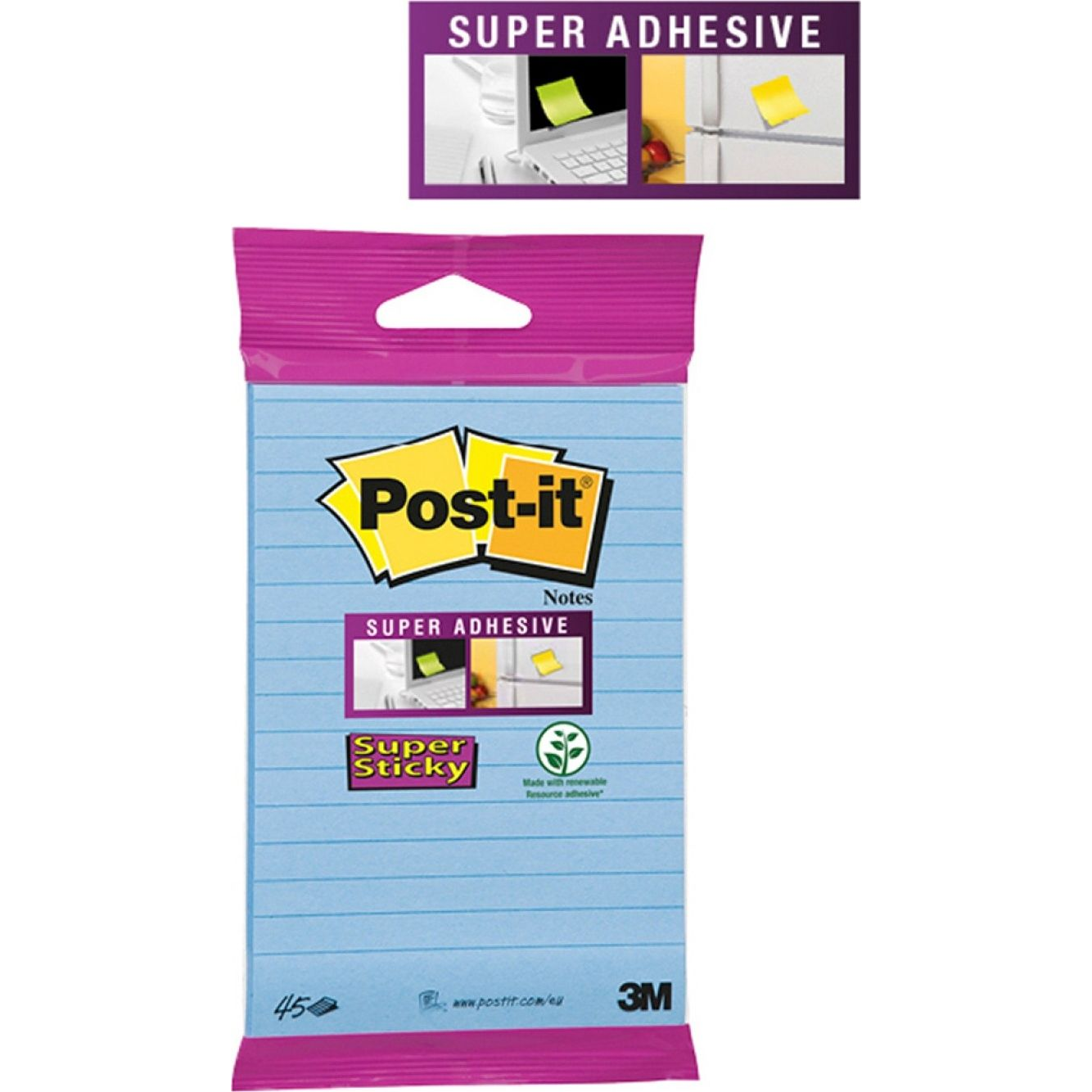 3M 6844LNB öntapadó jegyzettömb Téglalap alakú Kék 45 lapok (3M-FT510280884)