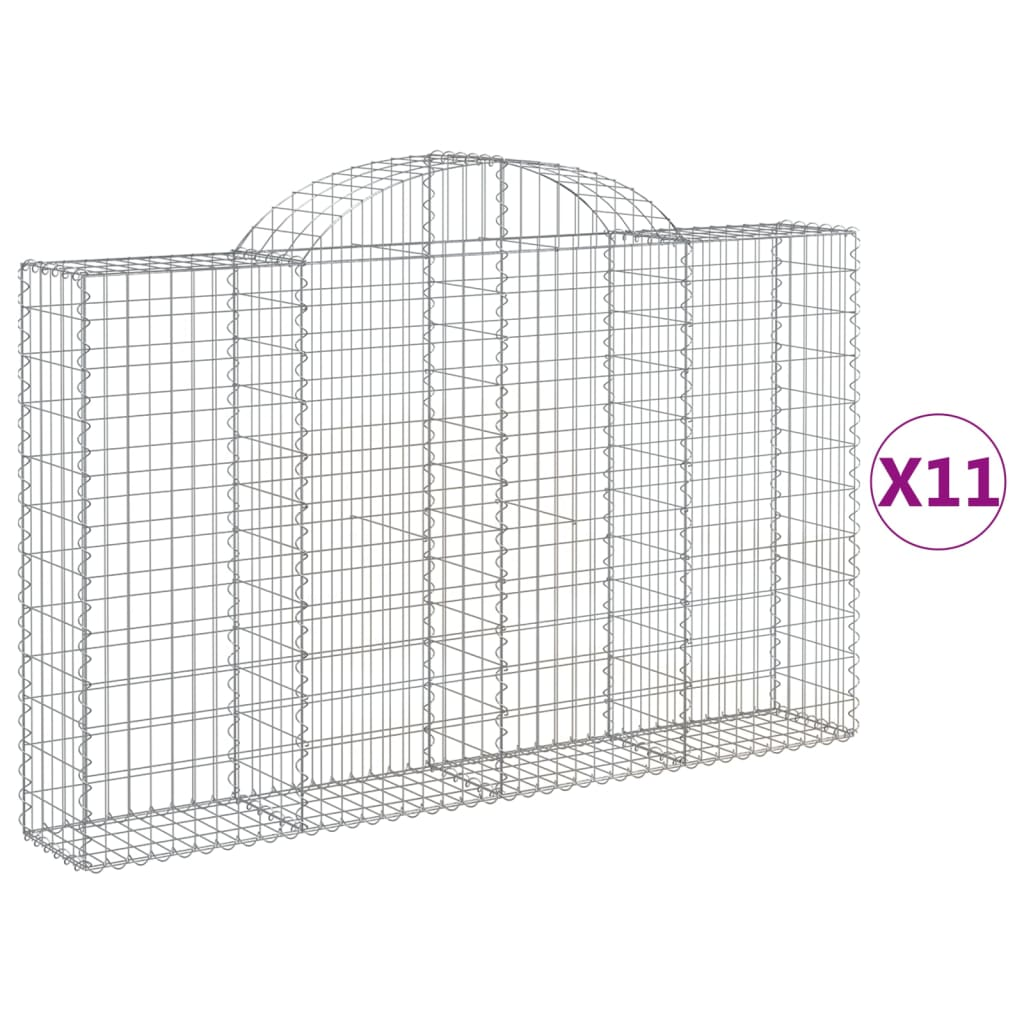 11 db íves horganyzott vas gabion kosár 200x30x120/140 cm (3146140)