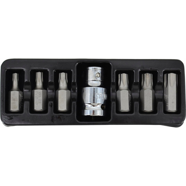  AWTools AWTOOLS KOŃCÓWKI TORX 7elem. T25 - T55 + ADAPTER, Z OTWOREM BL AW35116BL