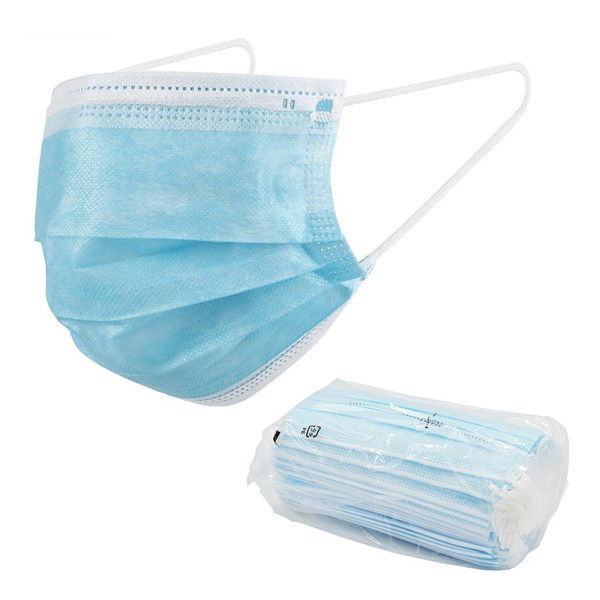 Szájmaszk (3 rétegű, gumis fülpánt, 50db / doboz) KÉK (5996457996995)