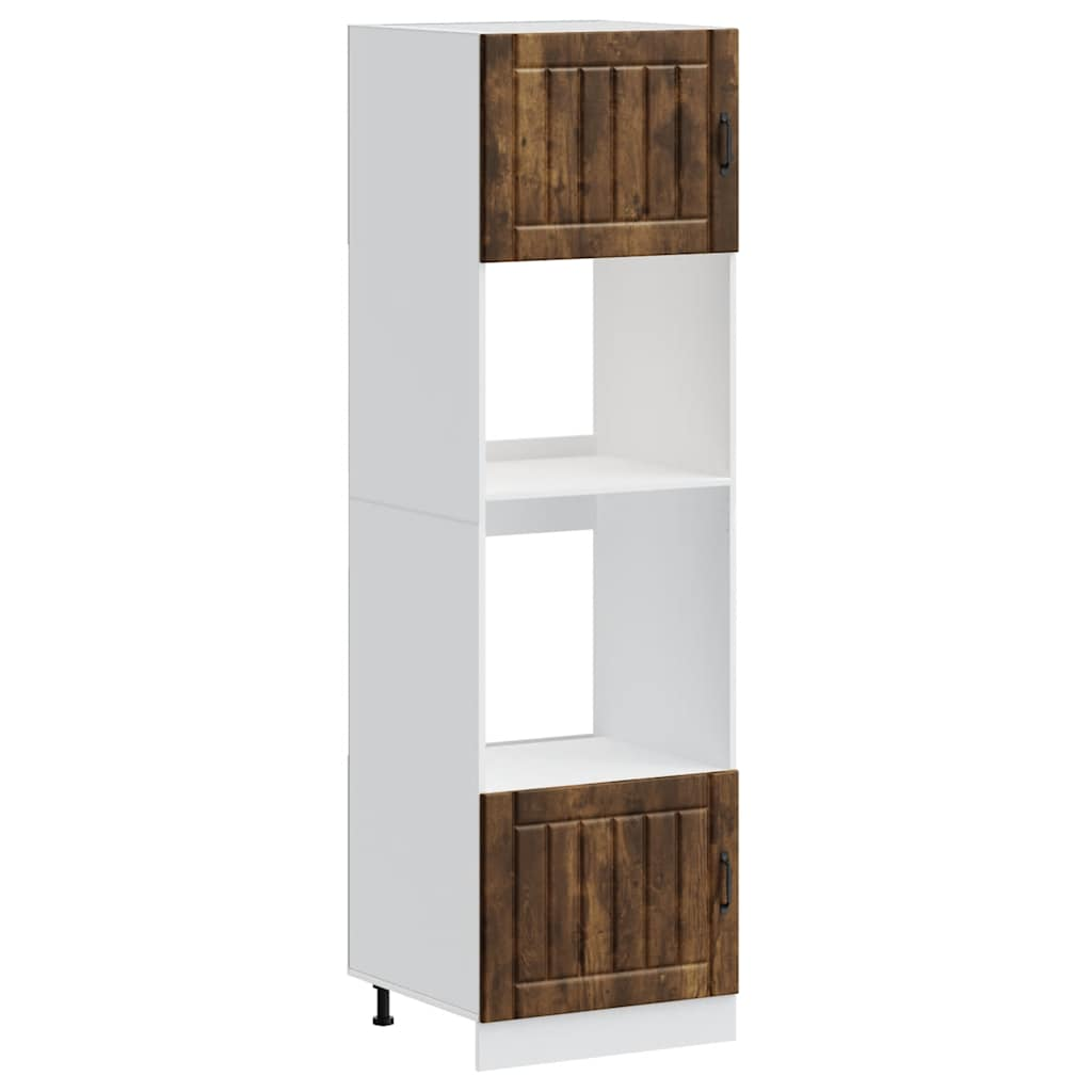 Kalmar 2 db füstölt tölgy színű szerelt fa sütőszekrények (3315046)