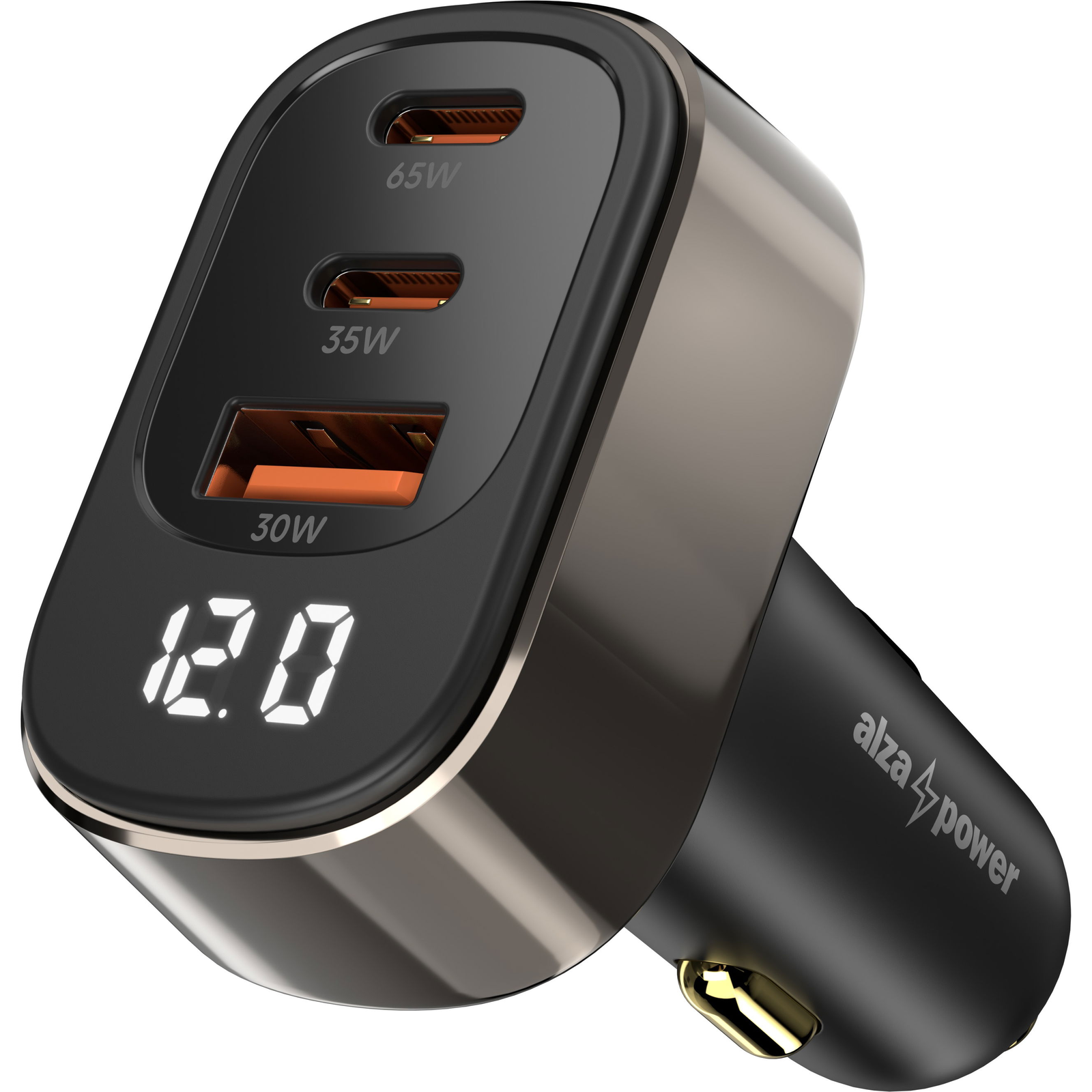 AlzaPower X570 autós töltő USB-A + USB-C Power Delivery 100W fekete (APW-CC3PD01AB)