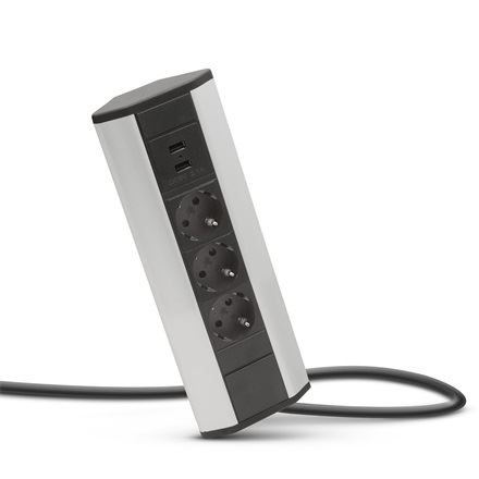 Delight sarok elosztó 3 aljzat + 2 USB csatlakozó (20483) (D20483)