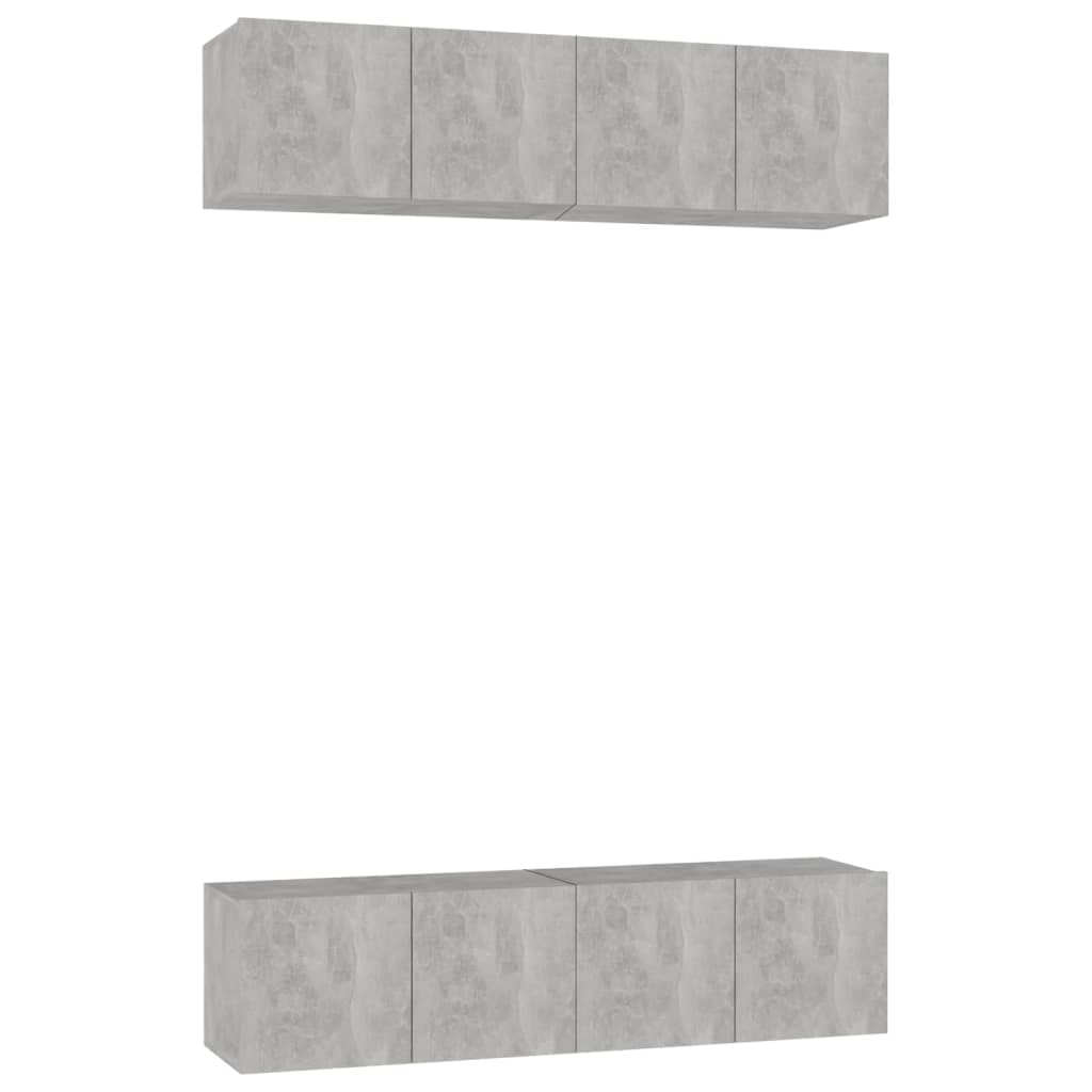 4 db betonszürke forgácslap TV-szekrény 60 x 30 x 30 cm (3079059)