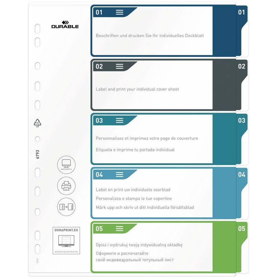 Durable A4 regiszter (5 db / csomag) (679327)