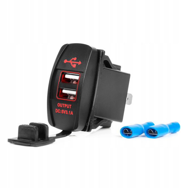 AMiO , Dupla Usb Aljzat, Beépíthető, Vízálló, 12/24V (0504228)