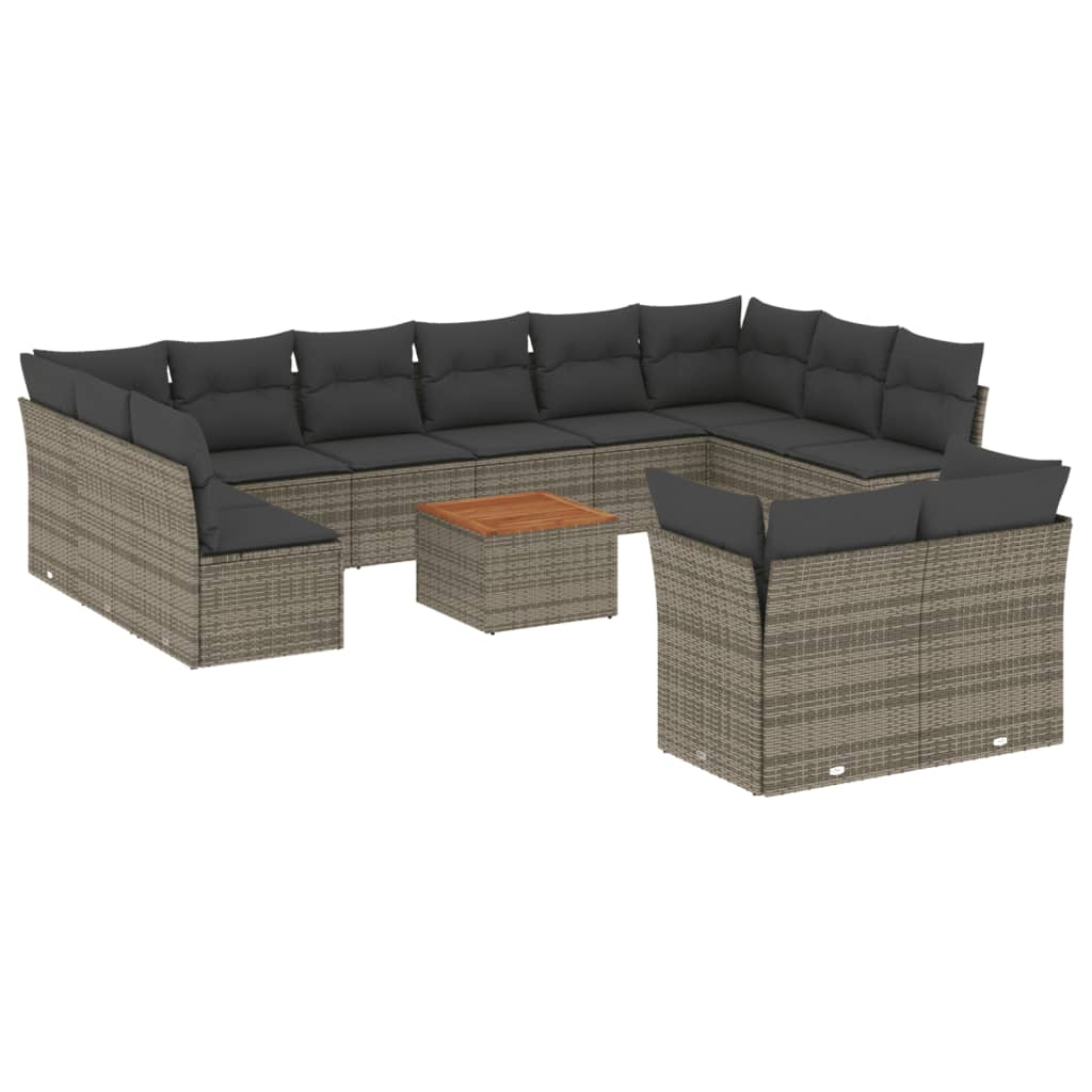 13 részes szürke polyrattan kerti ülőgarnitúra párnákkal (3223918)