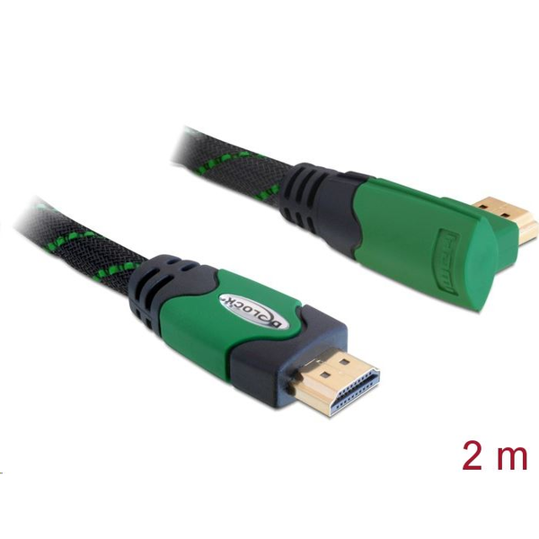 Delock 82952 High Speed derékszögű HDMI kábel 4K fekete-zöld 2m