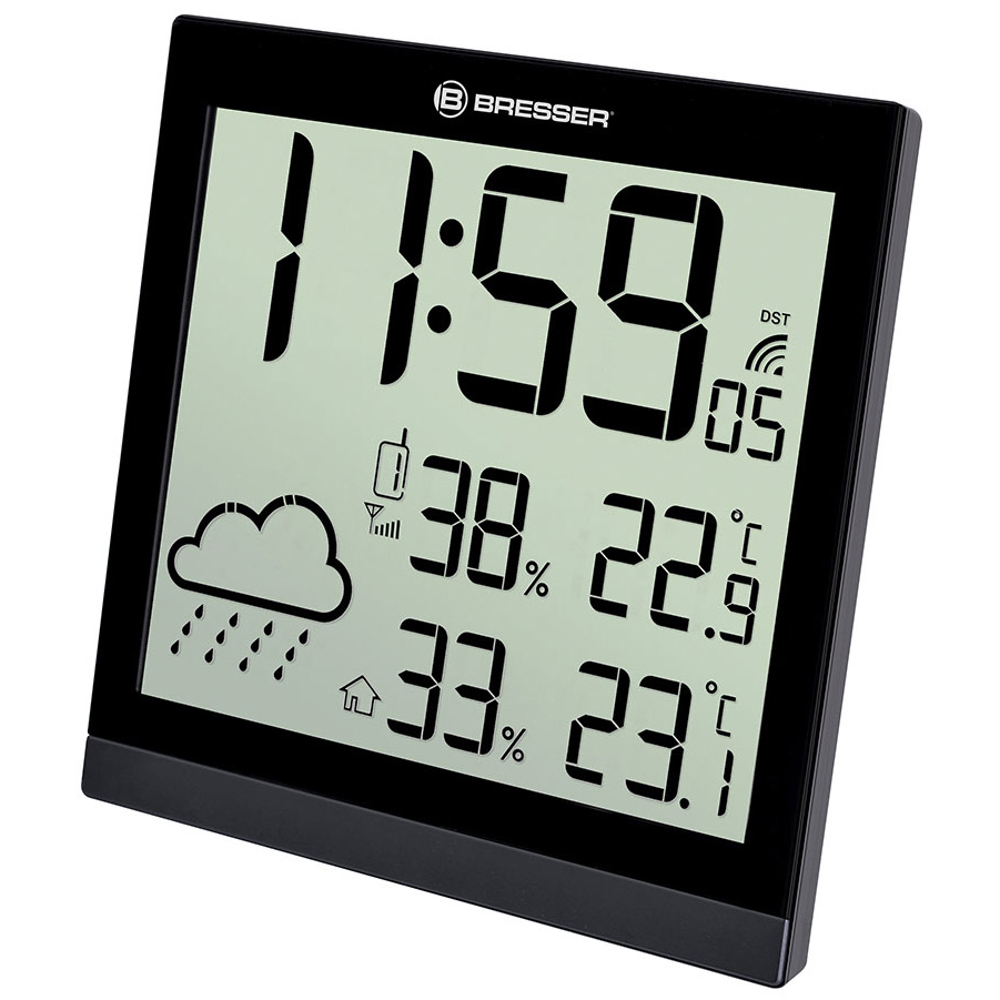 Bresser TemeoTrend JC LCD RC időjárás állomás (falióra) - Fekete (73267)