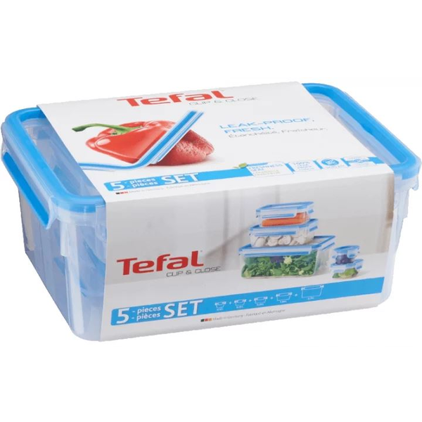 Tefal K30290 recipiente pentru păstrarea alimentelor Cutie Albastru, Transparente 5 buc.