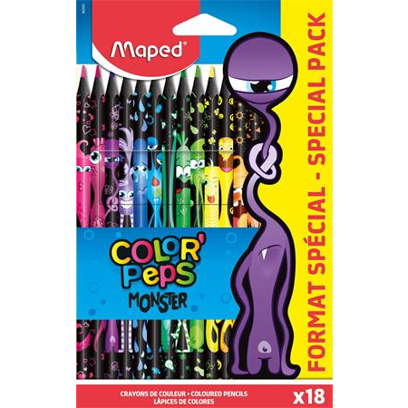 Maped Színes ceruza készlet, háromszögletű,  "Color`Peps Monster" 18 különböző szín (IMA862600)