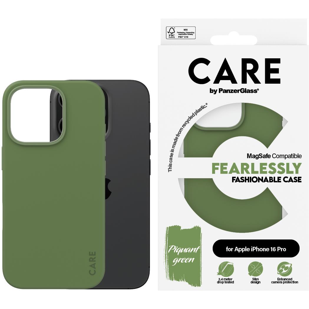PanzerGlass CARE tok Apple iPhone 16 Pro MagSafe Fearlessly zöld (1386)