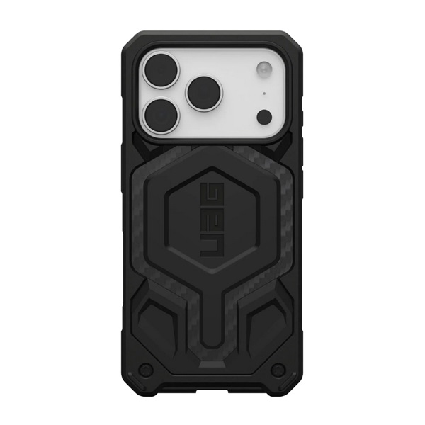 UAG MONARCH PRO szilikon telefonvédő (erős ütésállóság, karbon minta, MagSafe) FEKETE Apple iPhone 17 Pro (114513114242)