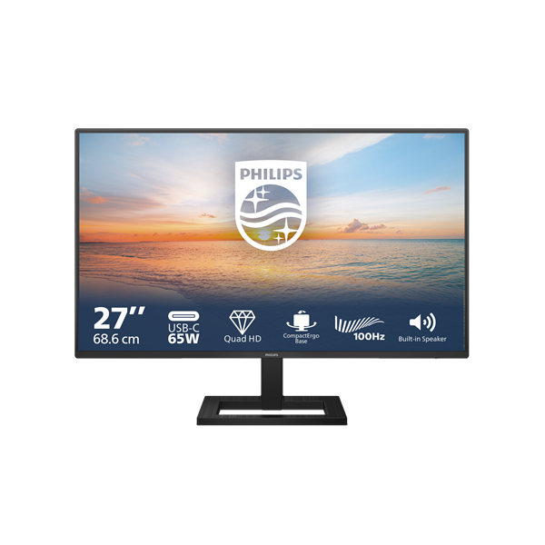 Philips 1000 series 27E1N1600AE/00 компютърен монитор 68,6 см (27") 2560 x 1440 пиксела Quad HD LCD Черен