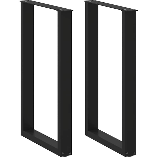 2 db fekete acél dohányzóasztal lábak U-alakú 60x(90-91) cm