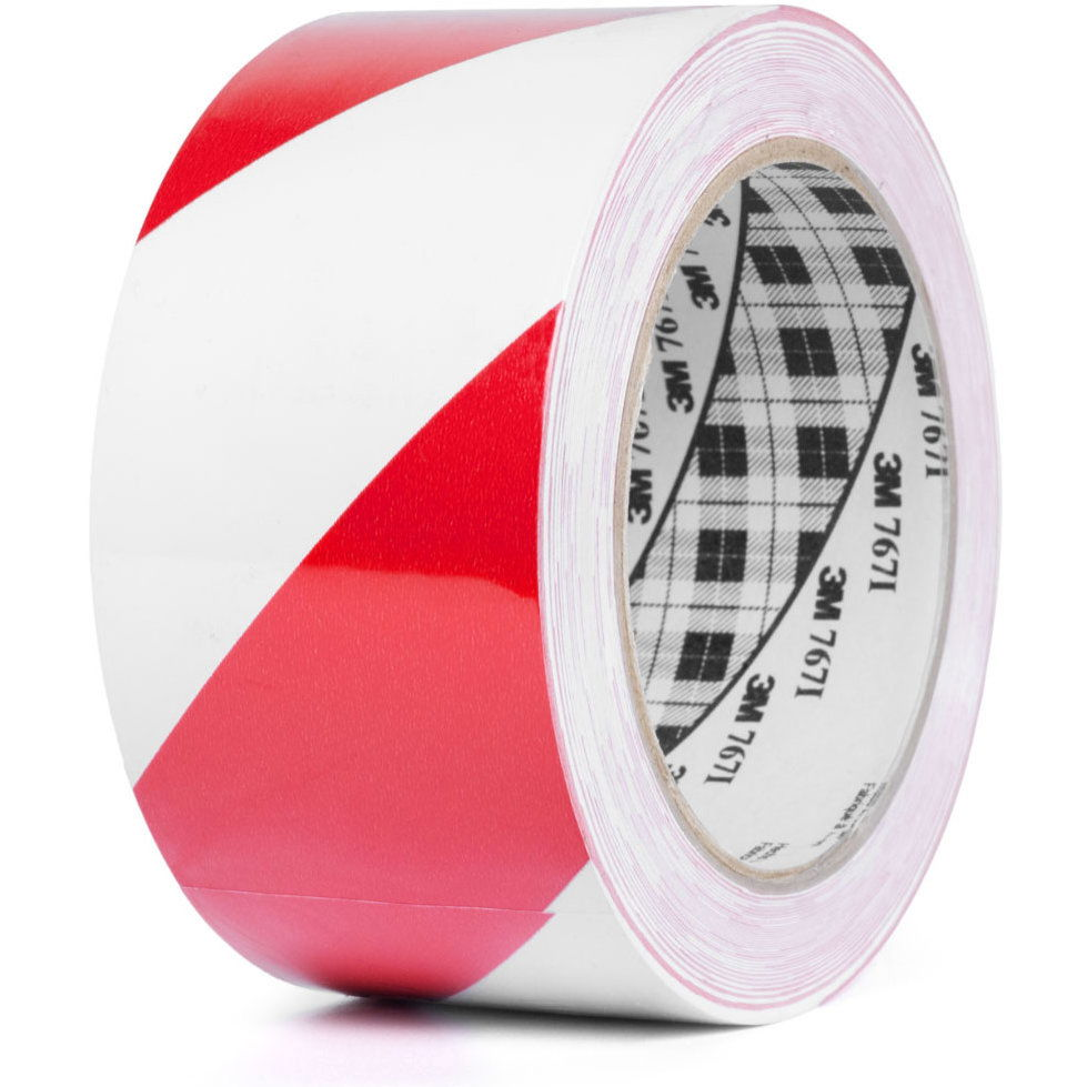 3M Safety Marking PVC Adhesive Tape 766i, 50 mm × 33 m, red and white (7100015266)